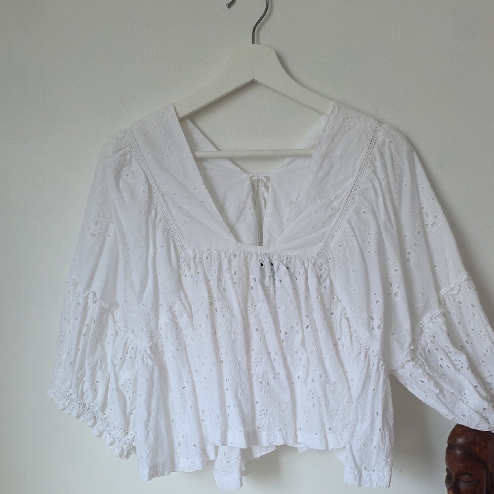 French Connection White Eyelet Blouse